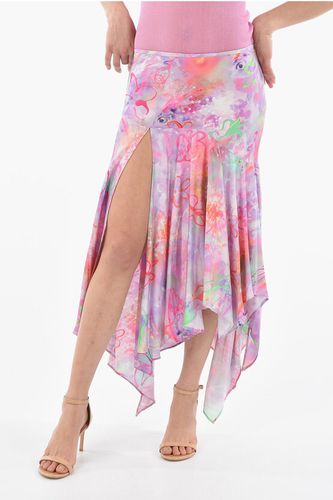 Silk High Waist Asymmetrical Cut Skirt with Maxi Split on th size M - Collina Strada - Modalova