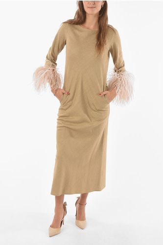 Silk Maxi Dress With Feathers on Bottom Sleeves size 40 - Stephan Janson - Modalova