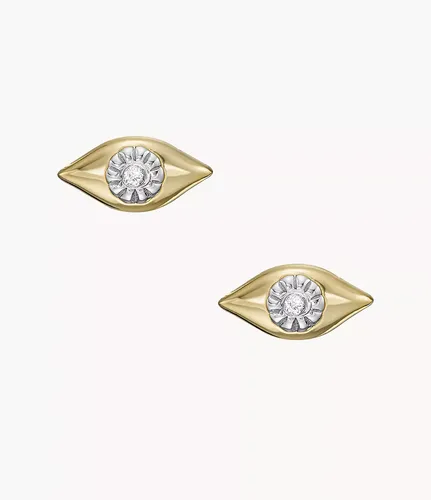 Ohrstecker Evil Eye synthetischer Diamant transparent vergoldet - Goldfarben - Fossil - Modalova