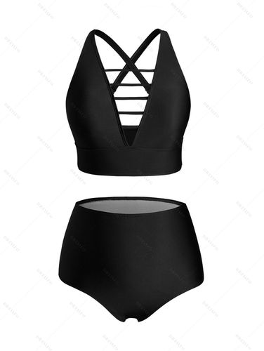 Dresslily Women Plus Size Ladder Cutout Swimsuit Padded Adjustable Strap Beach Vacation Swimwear Swimsuit Beachwear 1xl - DressLily.com - Modalova