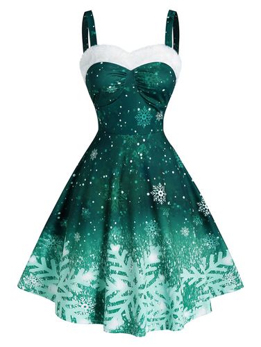 Fashion Women Christmas Party Dress Snowflake Print Ombre Color Dress Clothing Online - DressLily.com - Modalova