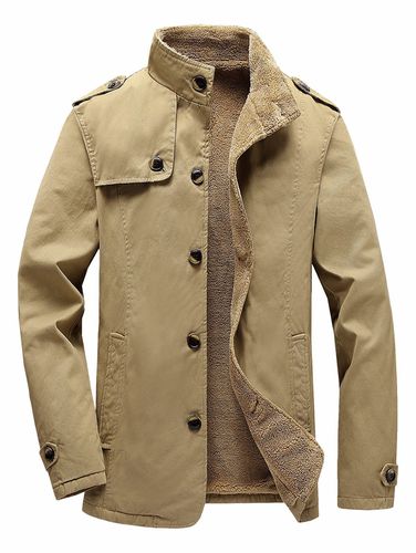 Men Jackets Coat Button Up Fleece Jacket Clothing Online S - DressLily.com - Modalova