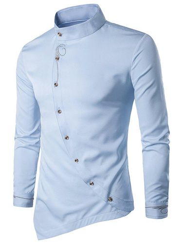 Men Shirt Metallic Thread Embroidered Asymmetrical Button Shirt Clothing Online Xl - DressLily.com - Modalova