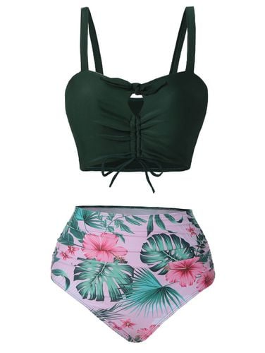 Dresslily Women Tropical Print Cinched Padded Bikini Swimsuit Swimsuit M - DressLily.com - Modalova