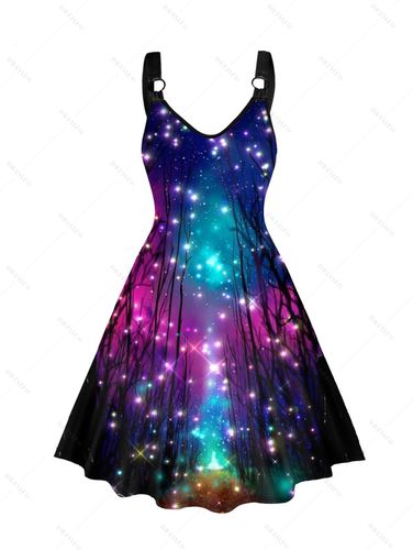 Dresslily WomenFRDresslily Plus Size Midi Dress 3D Print V Neck A Line Sleeveless Dress Clothing Online 4x / us 22 - DressLily.com - Modalova