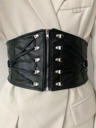 Fashion Women's Plain Color Studded Decor Zipper Wide Waist Corset Belt Accessories - DressLily.com - Modalova