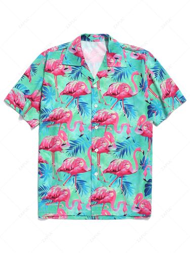 Camisa de Playa de Hawai con Estampado de Hojas Tropicales con Botones - ZAFUL - Modalova