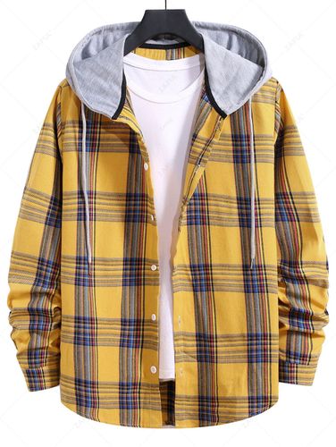 Camisa con Capucha a Cuadros con Lazo - ZAFUL - Modalova