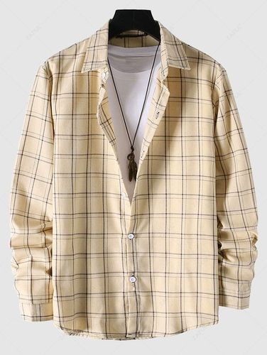 Camisa Estampado a Cuadros Manga Larga - ZAFUL - Modalova