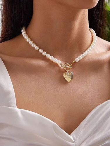Collar de Perlas de Imitación Colgante de Corazón - ZAFUL - Modalova