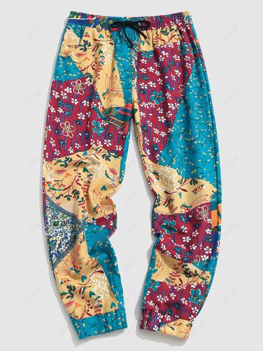 Pantalones Patchwork Diseño Impreso Hoja Floral - ZAFUL - Modalova