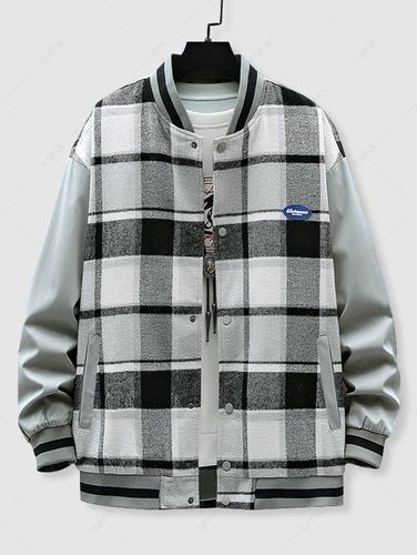 Mens Plaid Spliced Letter Patched Baseball Jacket Xl - ZAFUL Product Catalog (GBP) - Modalova