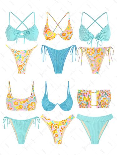 Ropa Interior con Estampado Floral con Textura de Playa - ZAFUL - Modalova