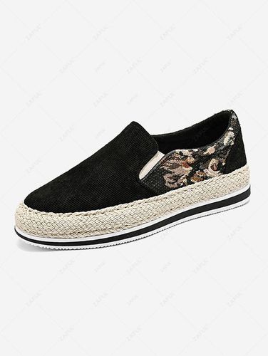 Corduroy Jacquard Design Espadrilles Slip On Shoes - ZAFUL - Modalova