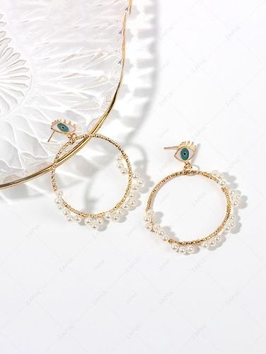 Pendientes de Aro de Perlas de Imitación Ojo - ZAFUL - Modalova