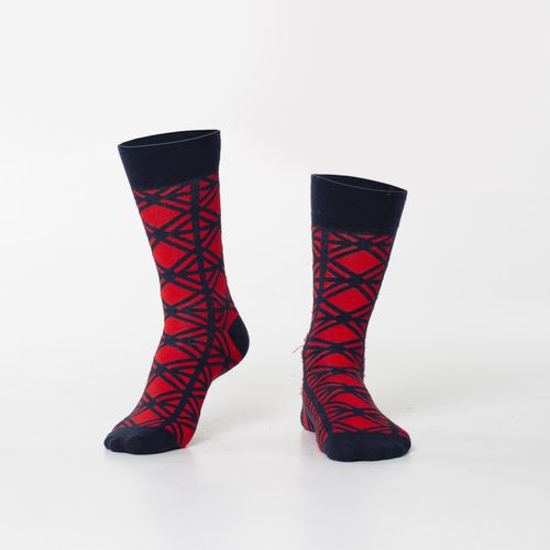 Men's navy blue patterned socks - FASARDI - Modalova