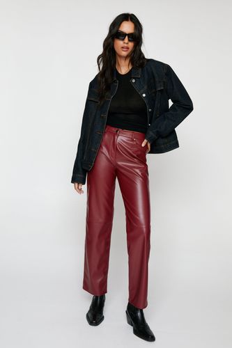 Womens Faux Leather Straight Leg trousers - - 4 - Nasty Gal - Modalova