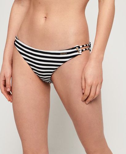 Women's Alice Textured Cupped Bikini Bottoms Black / Mono Stripe - Size: 12 - Superdry - Modalova