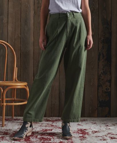 Women's Dry Pleated Trousers Khaki / Olive - Size: 24 - Superdry - Modalova