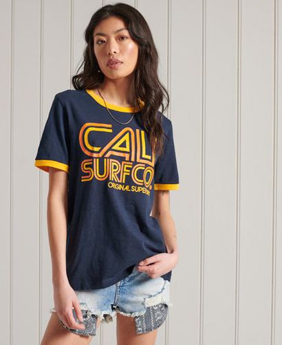 Camiseta gráfica surfera con ribetes en mangas y cuello Cali - Superdry - Modalova