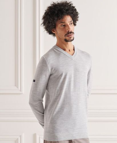 Men's Merino V-Neck Jumper Grey / Grey Marl - Size: XL - Superdry - Modalova