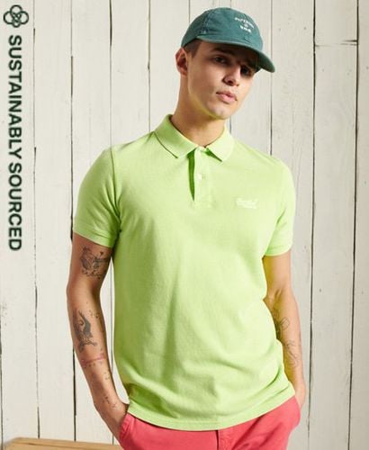 Men's Organic Cotton Vintage Washed Pique Polo Shirt / Acid Lime - Size: M - Superdry - Modalova