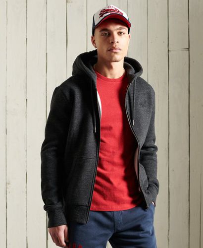 Men's Orange Label Classic Zip Hoodie Black / Black Snow Heather - Size: S - Superdry - Modalova