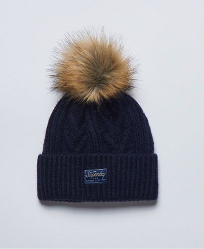 Women's Cable Lux Beanie Navy / Eclipse Navy - Size: 1SIZE - Superdry - Modalova