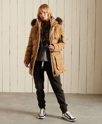 Women's Microfiber Expedition Parka Jacket Brown / Sandstone - Size: 10 - Superdry - Modalova