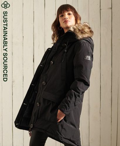 Women's Daunenparka mit Kapuze und Kunstfellbesatz - Größe: 36 - Superdry - Modalova