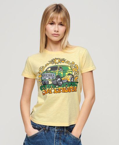 Women's Neon Motor Graphic Fitted T-Shirt Yellow / Pale Yellow Slub - Size: 10 - Superdry - Modalova