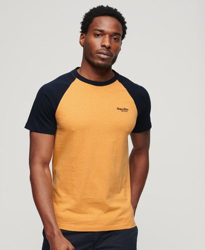 Men's Organic Cotton Essential Logo Baseball T-Shirt Yellow / Ochre Yellow Marl/Eclipse Navy - Size: L - Superdry - Modalova