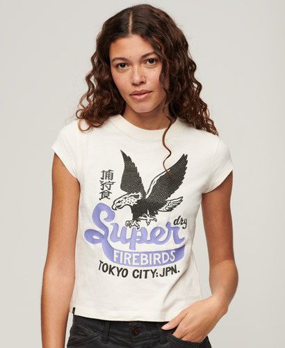 Women's Verziertes T-Shirt mit Poster-Print und Flügelärmeln - Größe: 38 - Superdry - Modalova