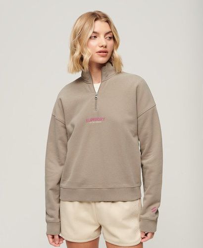 Damen Kastiges Sportswear Logo Sweatshirt mit Halbem Reißverschluss - Größe: 38 - Superdry - Modalova