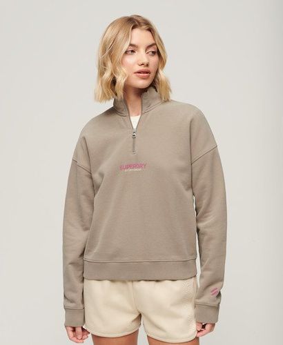 Women's Sportswear Logo Boxy Half Zip Sweatshirt Beige / Deep Beige Slub - Size: 10 - Superdry - Modalova