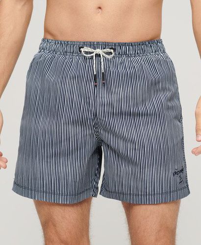 Men's Printed 15-inch Recycled Swim Shorts Navy / Navy Watercolour Stripe Print - Size: XL - Superdry - Modalova