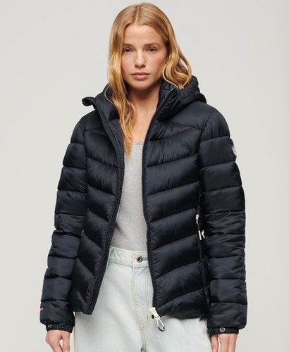Ladies Slim Fit Chevron Hooded Fuji Padded Jacket, Blue, Size: 12 - Superdry - Modalova