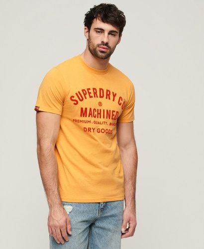 Men's Workwear Flock Graphic T-Shirt Yellow / Amber Yellow Marl - Size: S - Superdry - Modalova