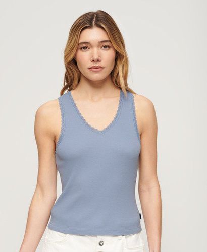 Ladies Slim Fit Lace Trim Athletic Essentials Vest Top, Blue, Size: 10-12 - Superdry - Modalova