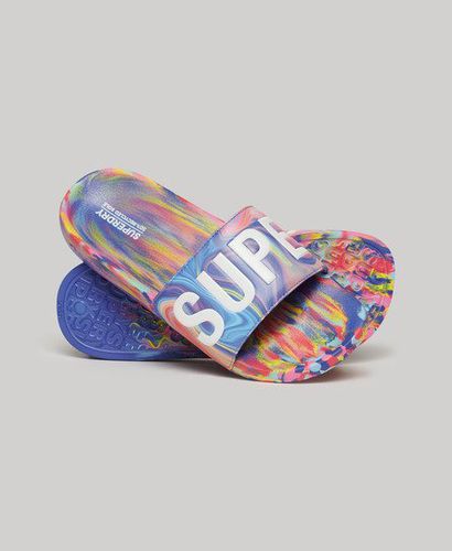 Women's Marble Vegan Pool Sliders Multiple Colours / Multi Aop - Size: 3-4 - Superdry - Modalova