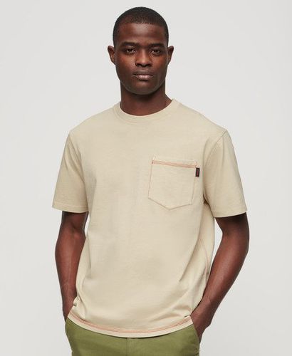 Men's Contrast Stitch Pocket T-Shirt / Washed Pelican - Size: L - Superdry - Modalova