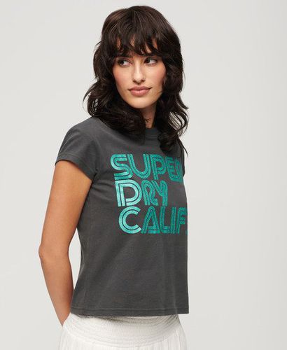 Damen Retro T-Shirt mit Glitzer-Logo - Größe: 36 - Superdry - Modalova