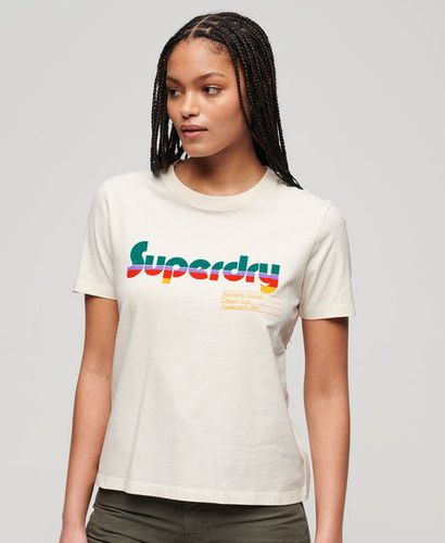 Women's Retro Flock Relaxed T-Shirt / Rice White - Size: 10 - Superdry - Modalova