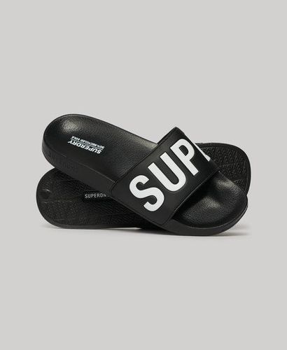 Women's Vegan Core Pool Sliders Black / Black/white - Size: 5-6 - Superdry - Modalova