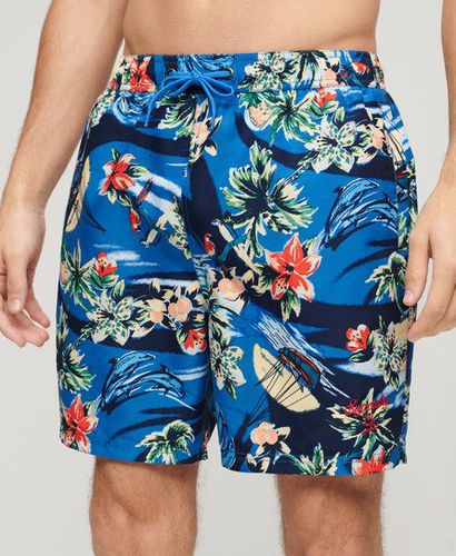 Men's Recycled Hawaiian Print 17-inch Swim Shorts Blue / Dolphin Ocean Blue - Size: S - Superdry - Modalova