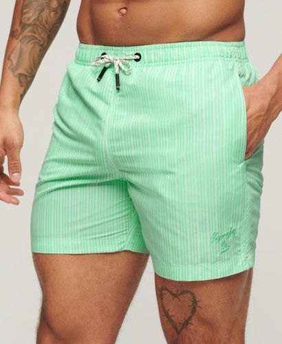 Men's Printed 15-inch Recycled Swim Shorts / Mint Stripe Print - Size: L - Superdry - Modalova