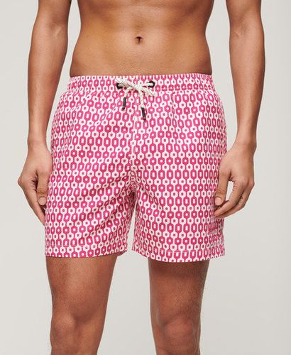 Men's Printed 15-inch Recycled Swim Shorts Pink / Pink Geo Print - Size: XL - Superdry - Modalova