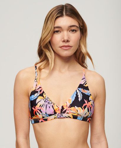 Women's Cross Back Triangle Bikini Top Black / Orange Tropic - Size: 14 - Superdry - Modalova