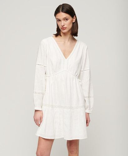 Women's Ibiza Long Sleeve Tiered Mini Dress White / Off White - Size: 10 - Superdry - Modalova