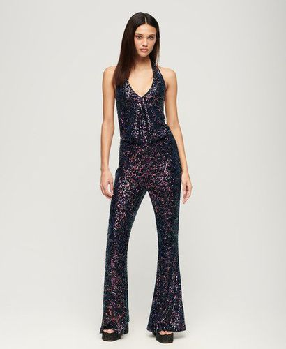 Women's Sequin Halter Jumpsuit Multiple Colours / Midnight Multi Sequin - Size: 10 - Superdry - Modalova